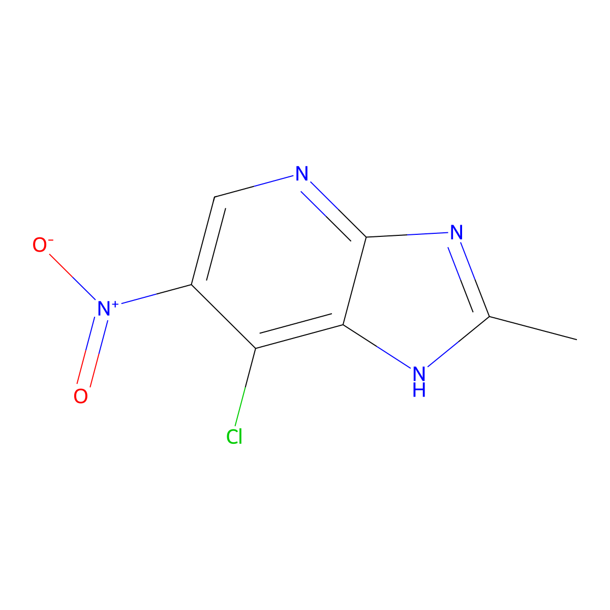 7-chloro-2-methyl-6-nitro-3H-imidazo[4,5-b]pyridine molecular structure, CAS 1638760-41-4