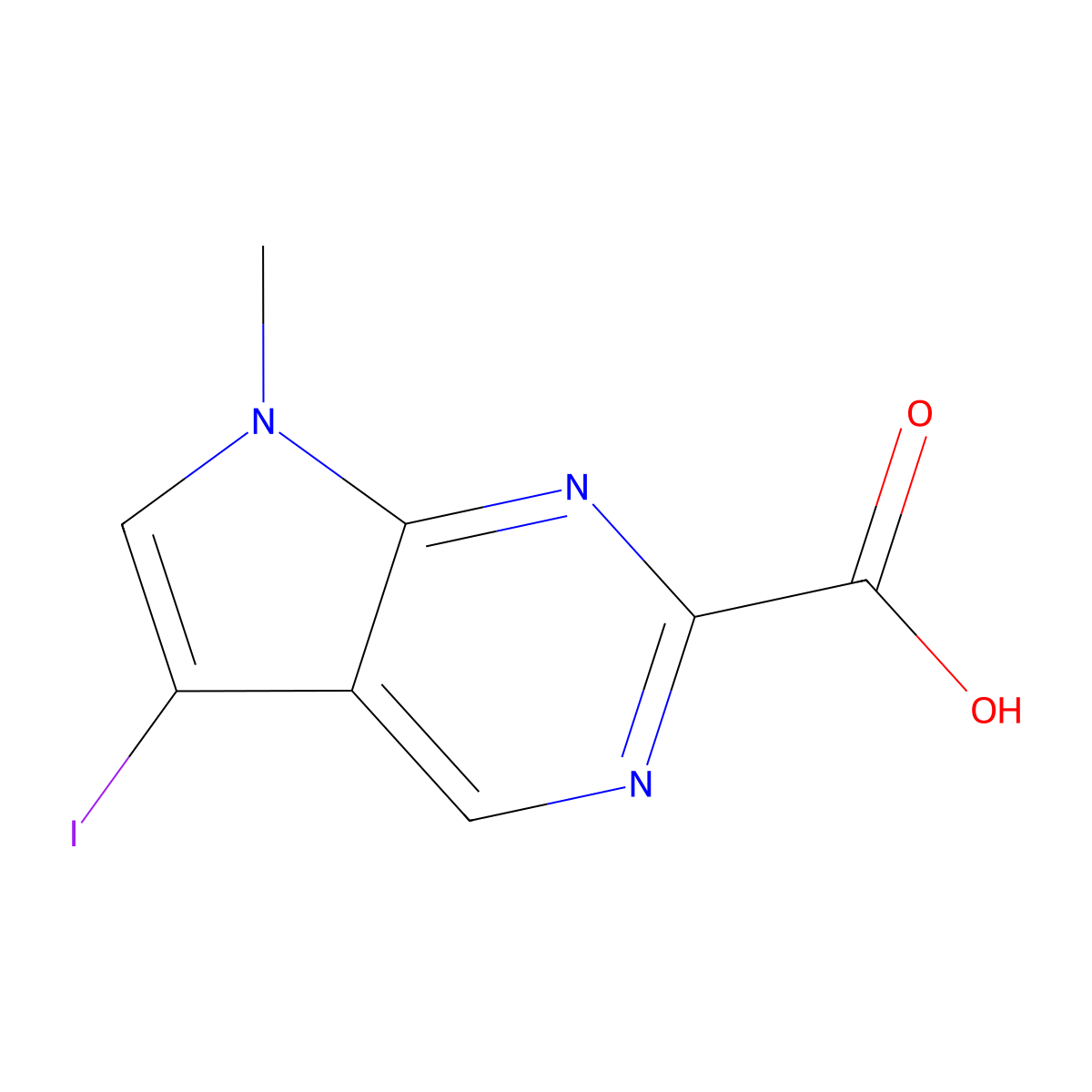 5-Iodo-7-methyl-7H-pyrrolo[2,3-d]pyrimidine-2-carboxylic acid molecular structure, CAS 1638760-45-8