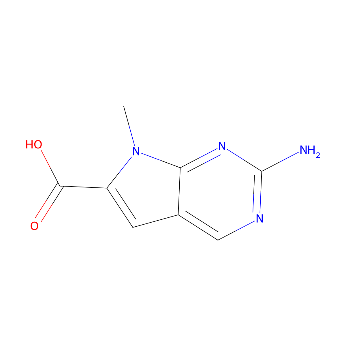 2-Amino-7-methyl-7H-pyrrolo[2,3-d]pyrimidine-6-carboxylic acid molecular structure, CAS 1638760-46-9