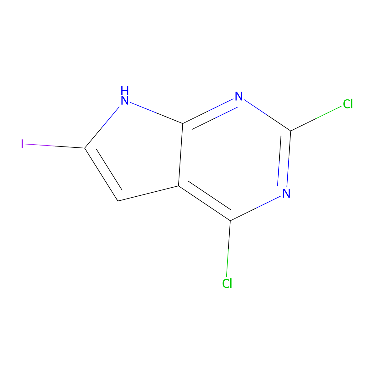 2,4-Dichloro-6-iodo-7H-pyrrolo[2,3-d]pyrimidine molecular structure, CAS 1638760-47-0