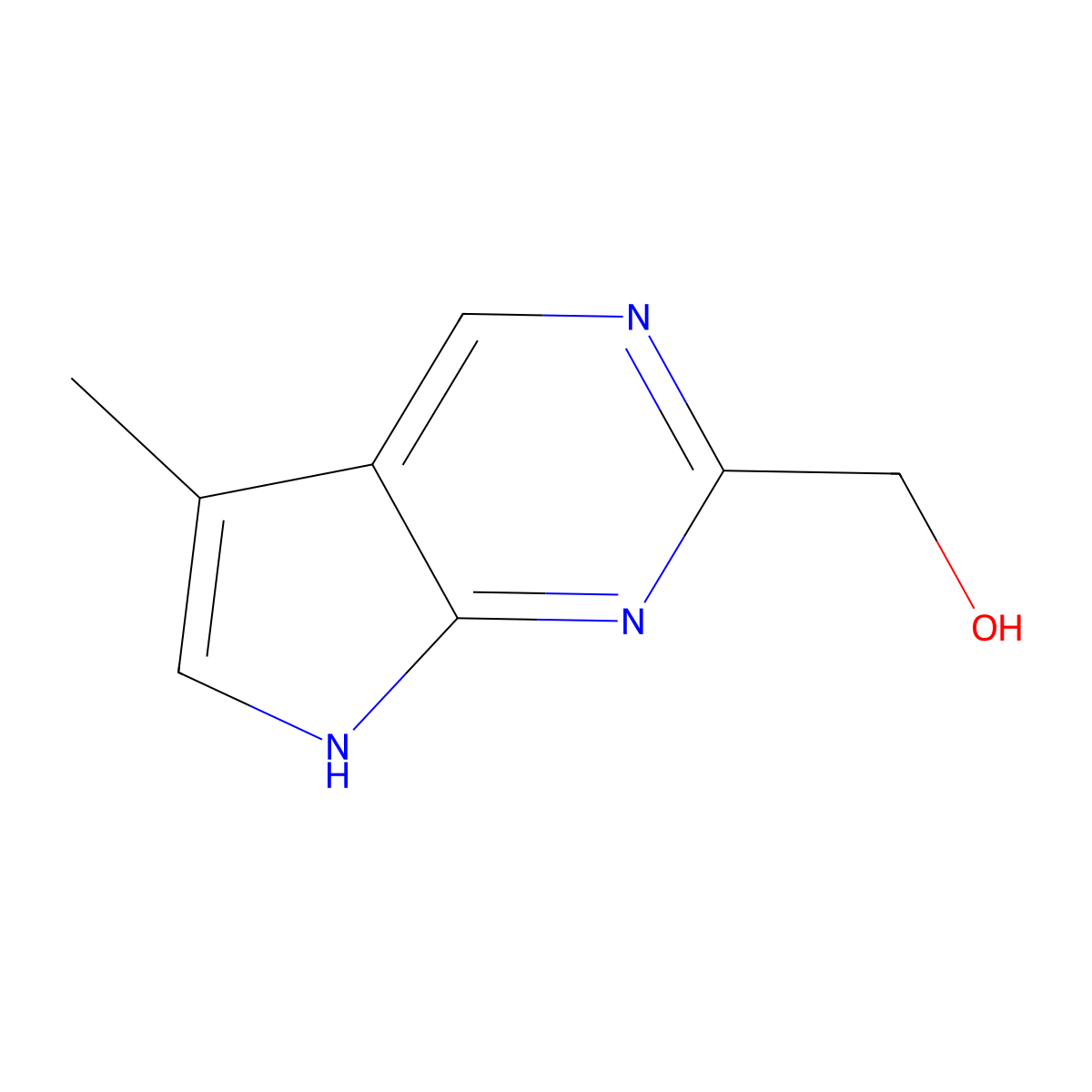 (5-Methyl-7H-pyrrolo[2,3-d]pyrimidin-2-yl)methanol molecular structure, CAS 1638760-51-6