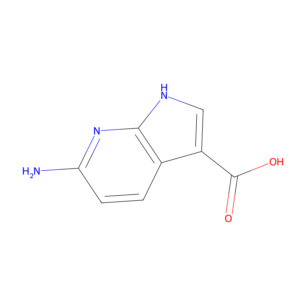 6-amino-1H-pyrrolo[2,3-b]pyridine-3-carboxylic acid molecular structure, CAS 1638760-54-9