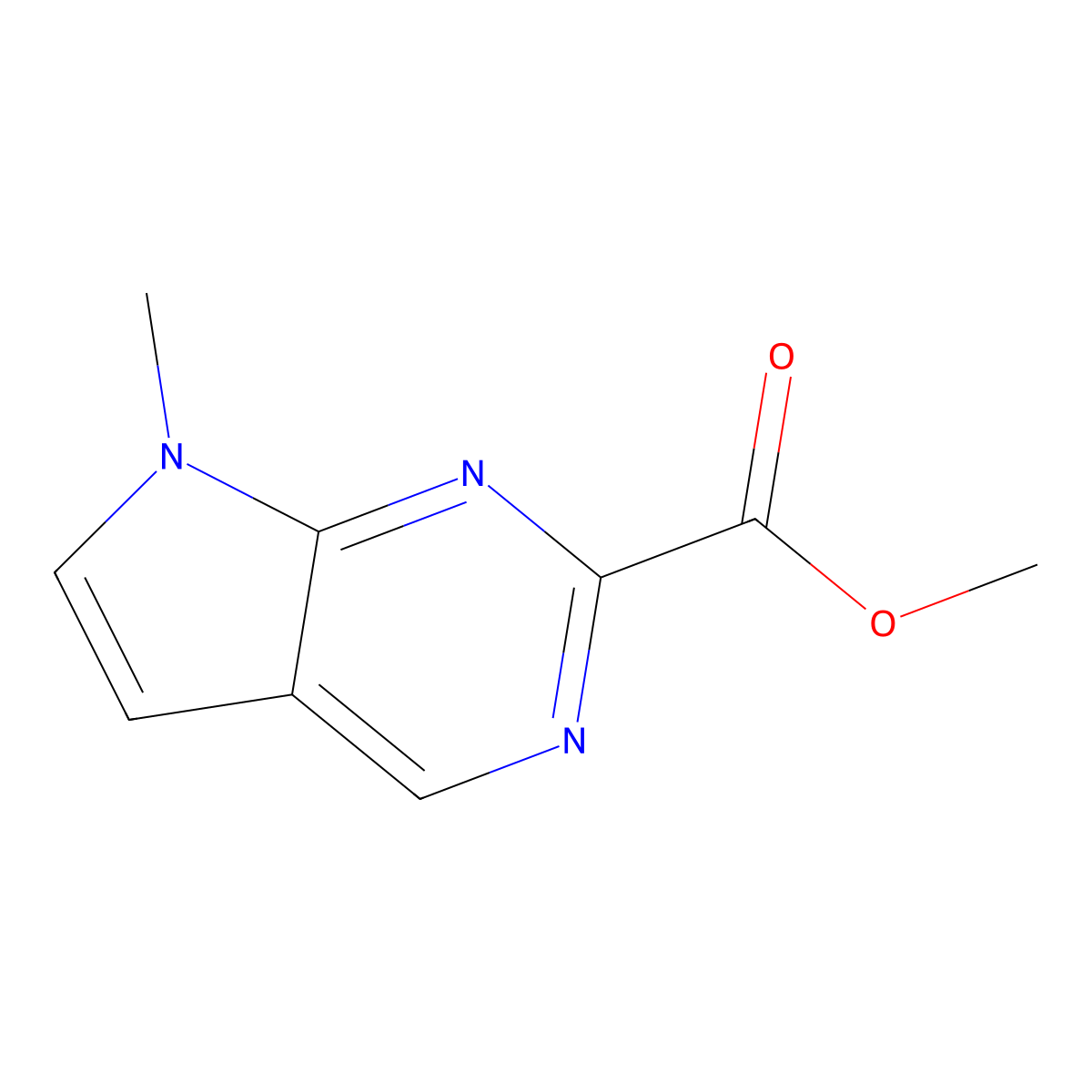 Methyl 7-methyl-7H-pyrrolo[2,3-d]pyrimidine-2-carboxylate molecular structure, CAS 1638760-69-6