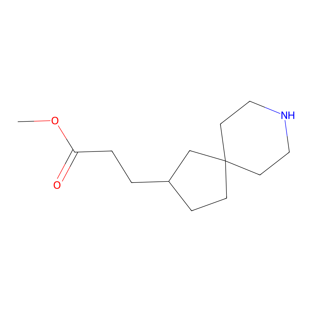 Methyl 3-(8-azaspiro[4.5]decan-2-yl)propanoate molecular structure, CAS 1638760-81-2