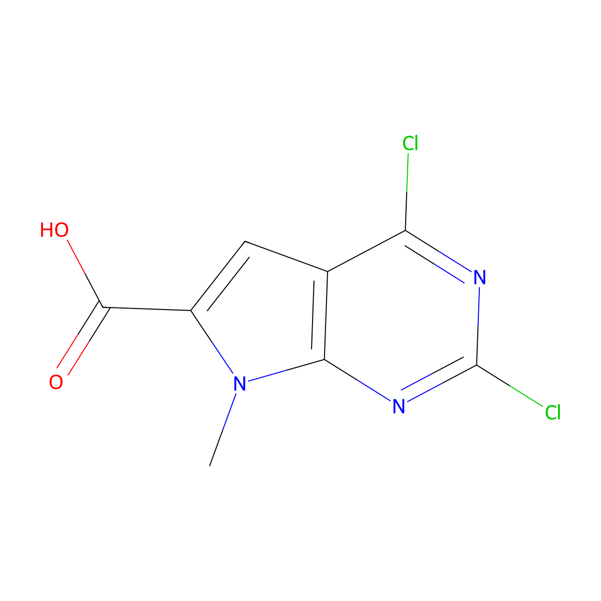 2,4-Dichloro-7-methyl-7H-pyrrolo[2,3-d]pyrimidine-6-carboxylic acid molecular structure, CAS 1638760-84-5