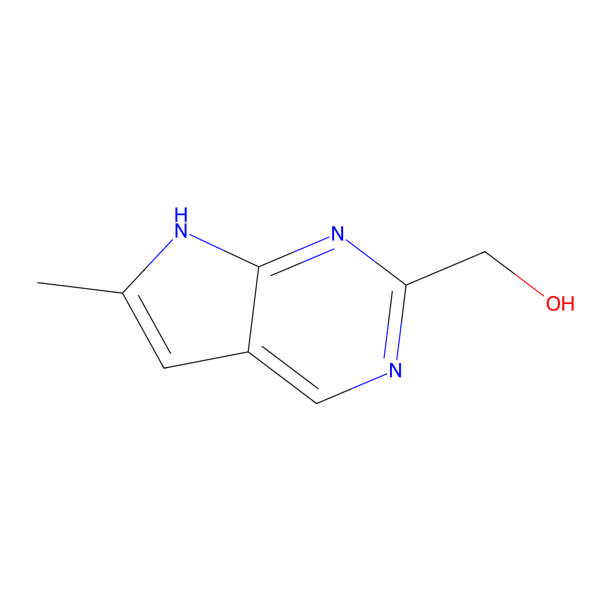 (6-Methyl-7H-pyrrolo[2,3-d]pyrimidin-2-yl)methanol molecular structure, CAS 1638760-89-0