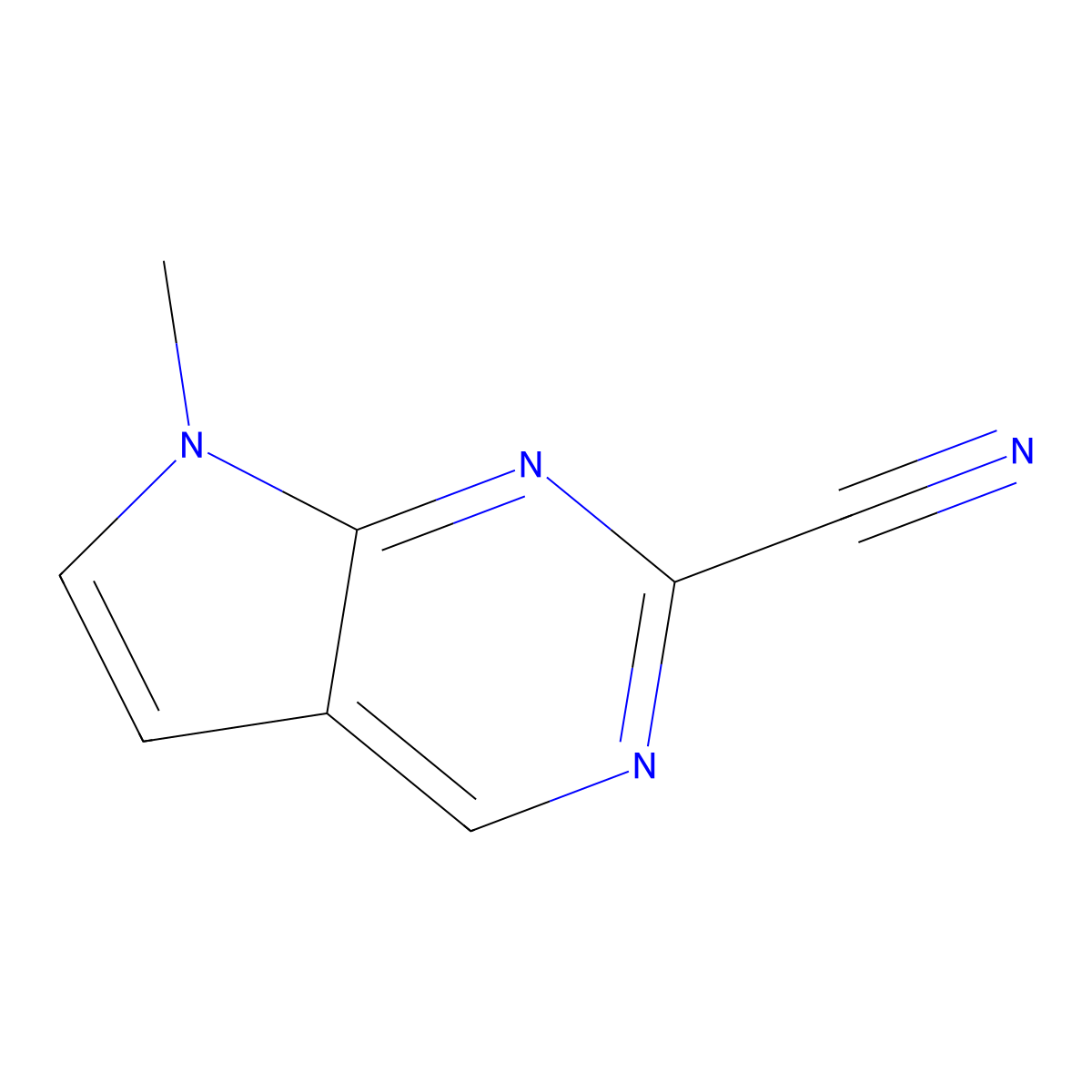 7-Methyl-7H-pyrrolo[2,3-d]pyrimidine-2-carbonitrile molecular structure, CAS 1638760-92-5