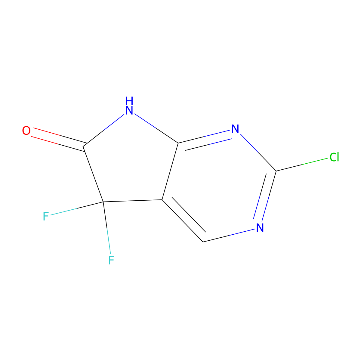 2-chloro-5,5-difluoro-5H,6H,7H-pyrrolo[2,3-d]pyrimidin-6-one molecular structure, CAS 1638761-02-0