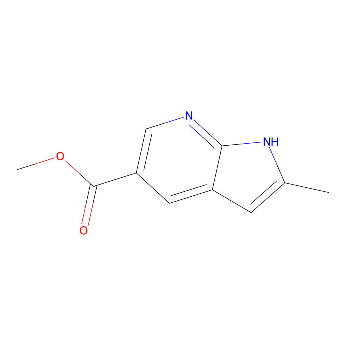 methyl 2-methyl-1H-pyrrolo[2,3-b]pyridine-5-carboxylate molecular structure, CAS 1638761-10-0