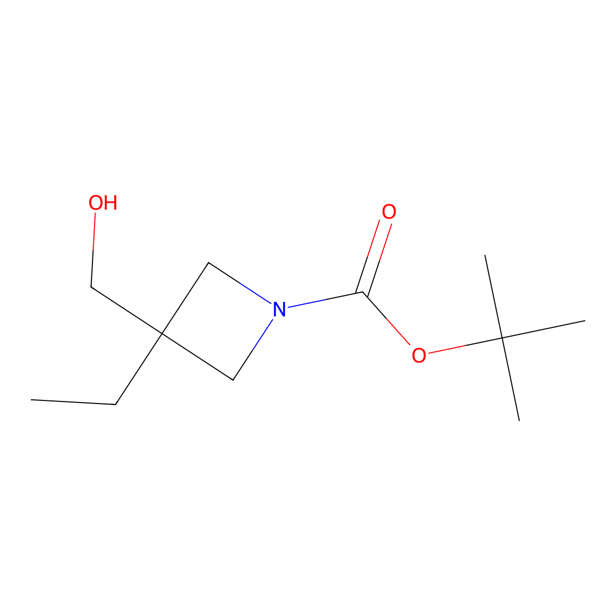 Tert-butyl 3-ethyl-3-(hydroxymethyl)azetidine-1-carboxylate molecular structure, CAS 1638761-21-3