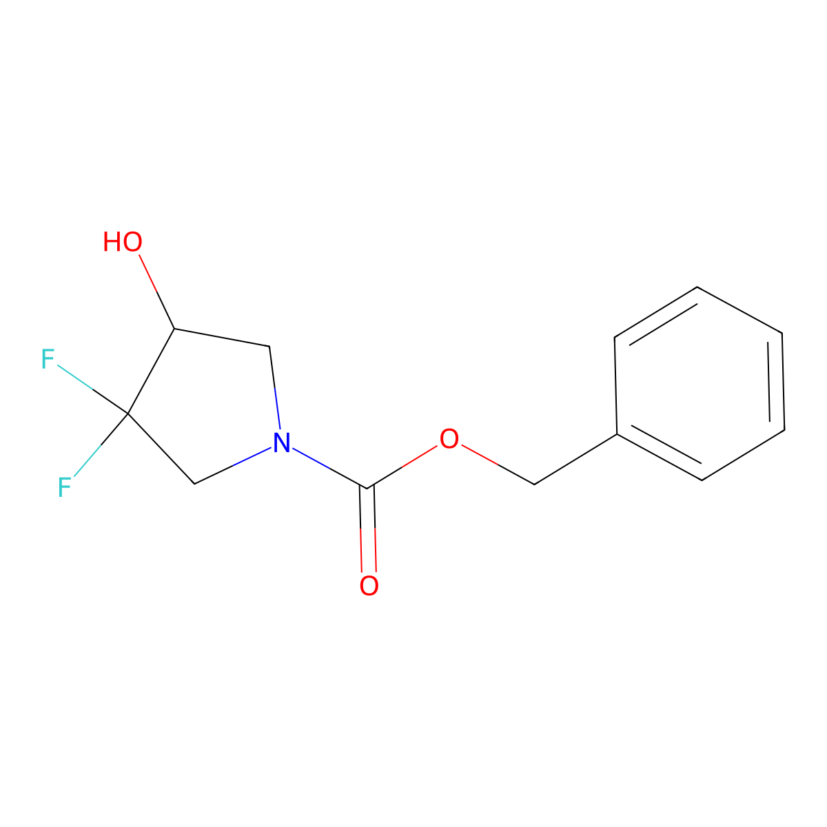 Benzyl 3,3-difluoro-4-hydroxypyrrolidine-1-carboxylate molecular structure, CAS 1638761-26-8