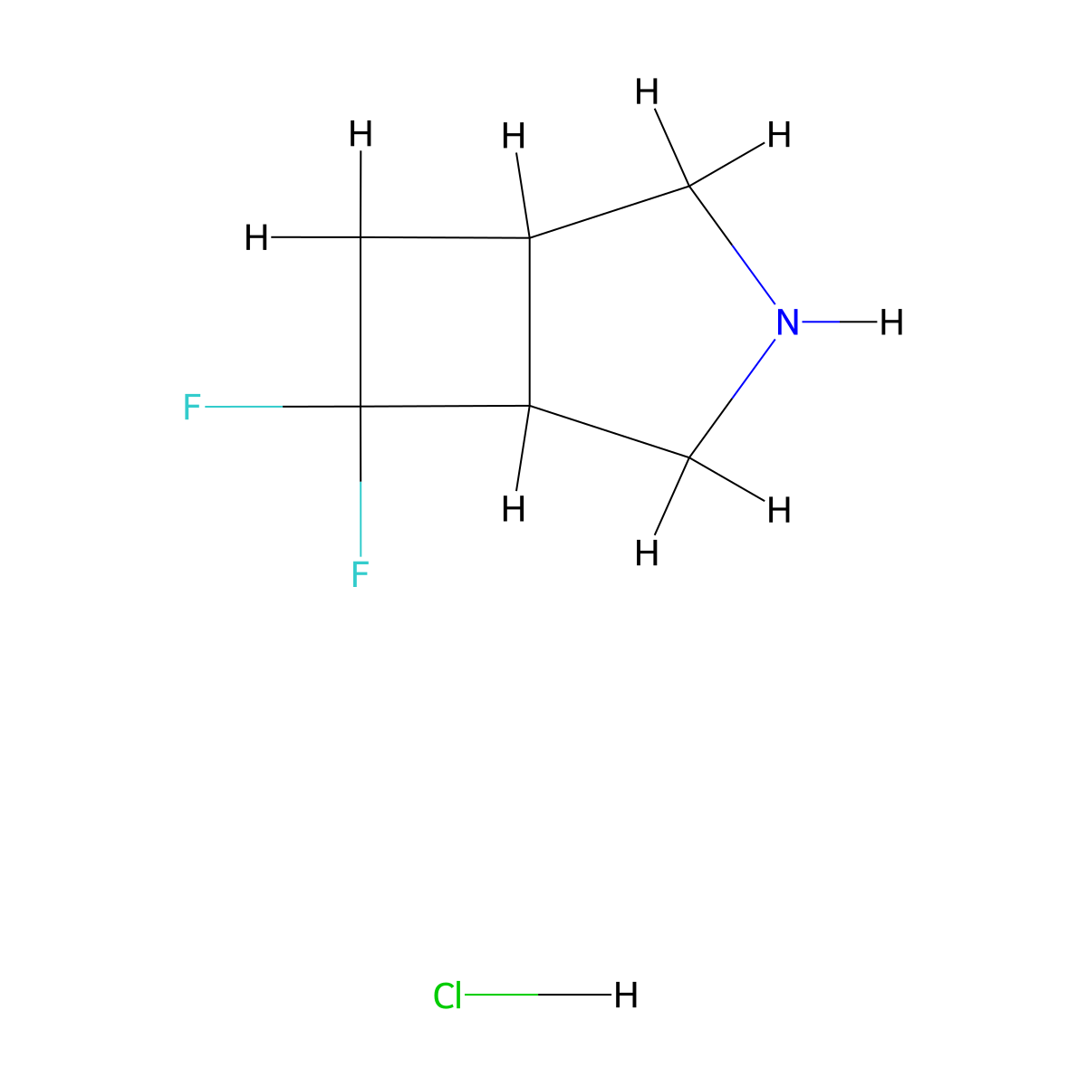 6,6-Difluoro-3-azabicyclo[3.2.0]heptane hydrochloride molecular structure, CAS 1638761-34-8