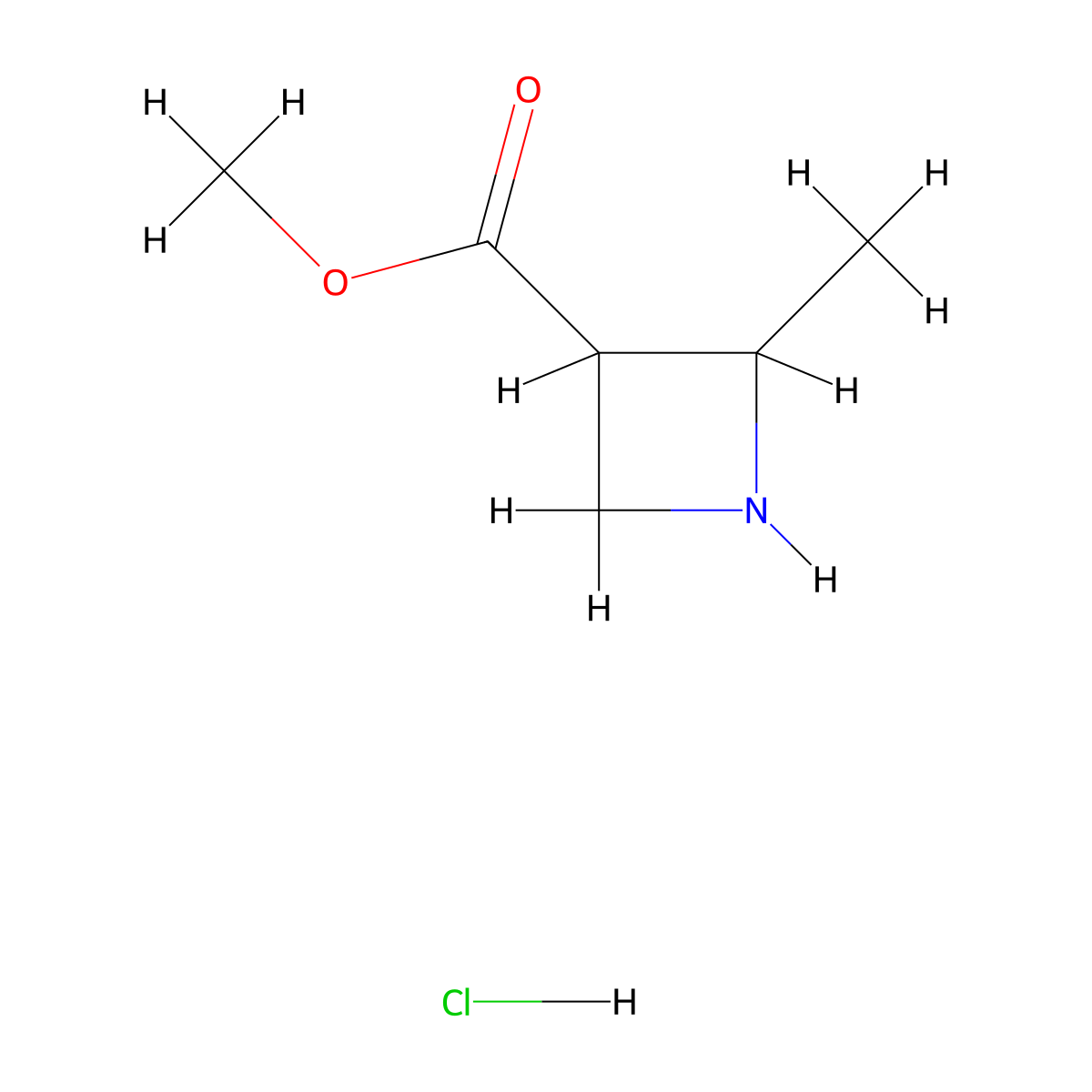 Methyl 2-methylazetidine-3-carboxylate hydrochloride molecular structure, CAS 1638761-38-2