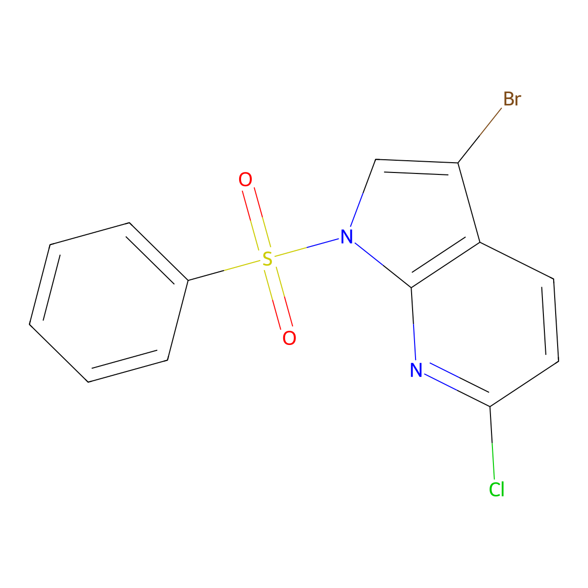 3-Bromo-6-chloro-1-(phenylsulfonyl)-7-azaindole molecular structure, CAS 1638761-42-8