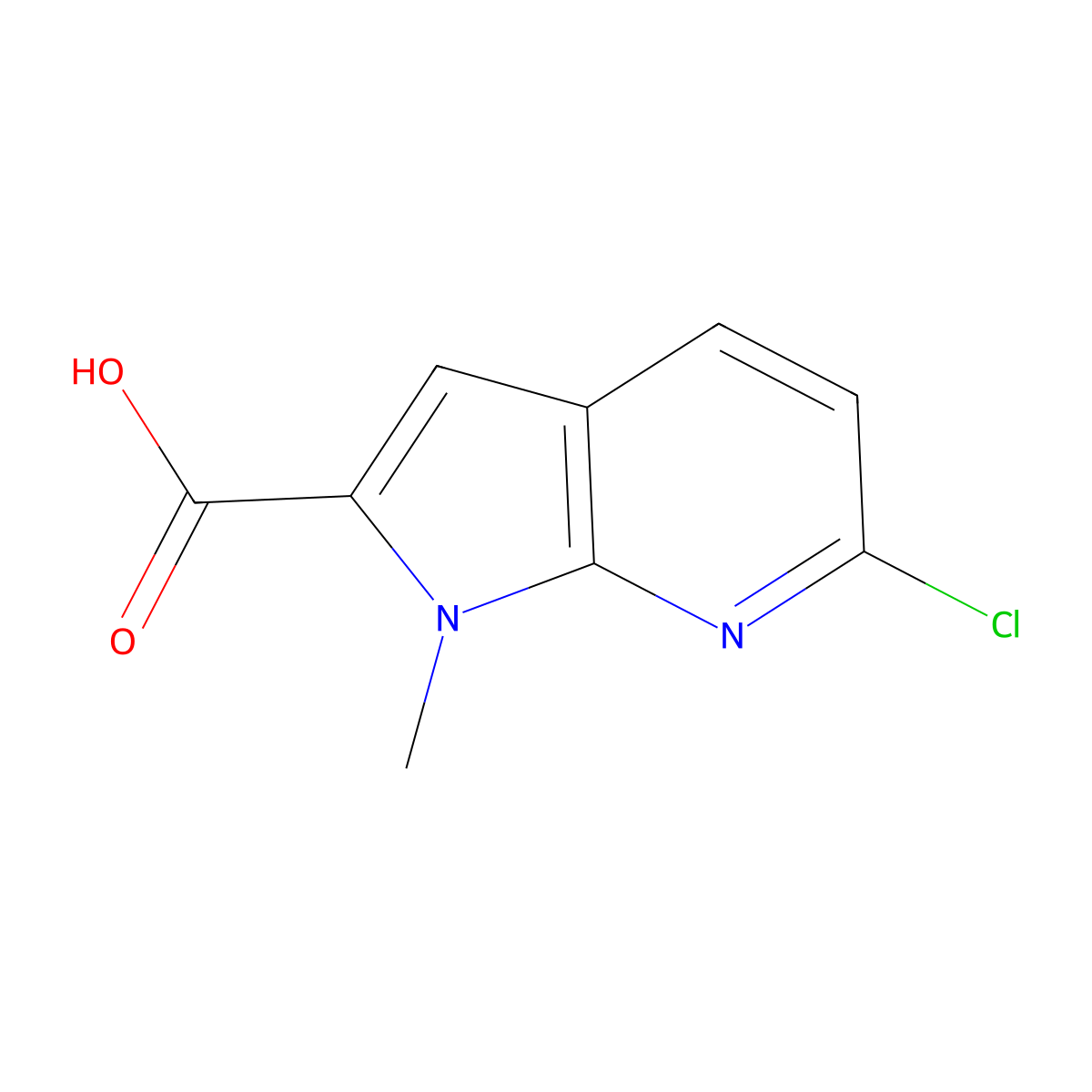 6-chloro-1-methyl-1H-pyrrolo[2,3-b]pyridine-2-carboxylic acid molecular structure, CAS 1638761-47-3