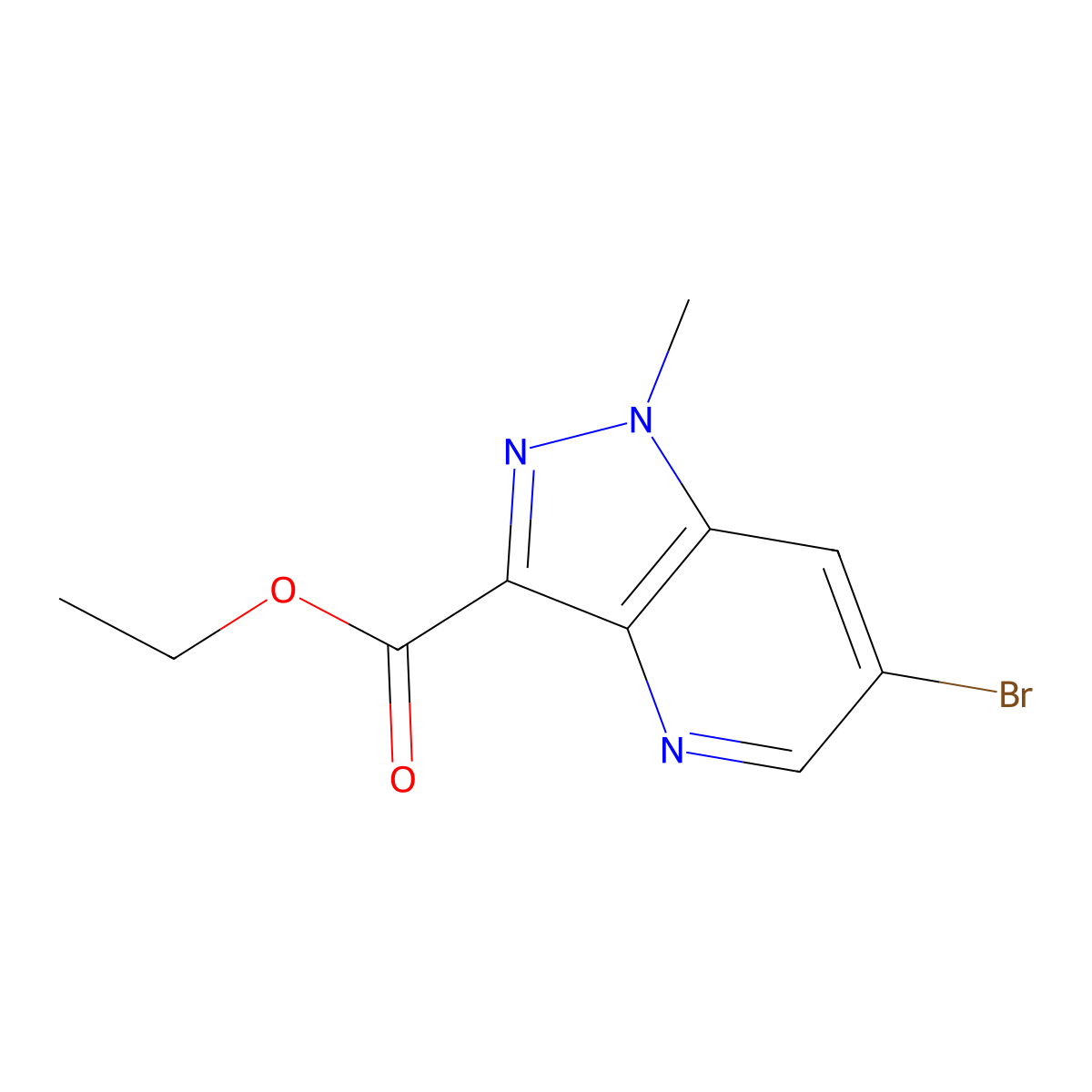Ethyl 6-bromo-1-methyl-1H-pyrazolo[4,3-b]pyridine-3-carboxylate molecular structure, CAS 1638761-48-4