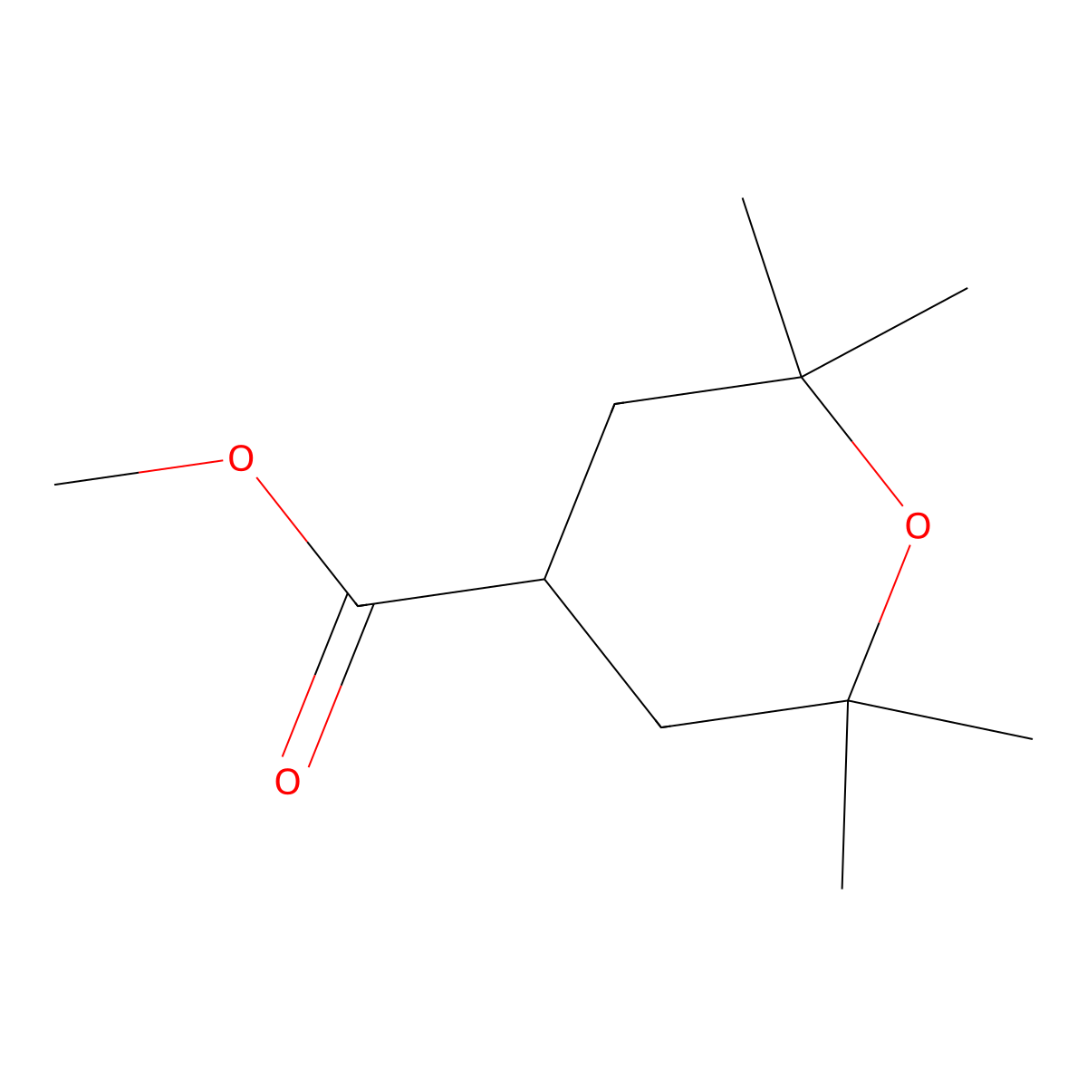 Methyl 2,2,6,6-tetramethyloxane-4-carboxylate molecular structure, CAS 1638761-55-3