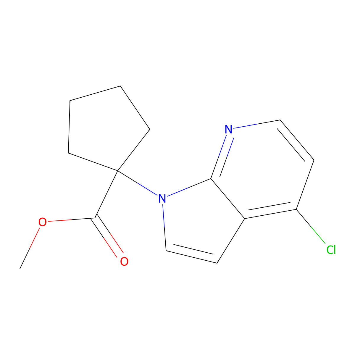 Methyl 1-(4-chloropyrrolo[2,3-b]pyridin-1-yl)cyclopentane-1-carboxylate molecular structure, CAS 1638761-57-5