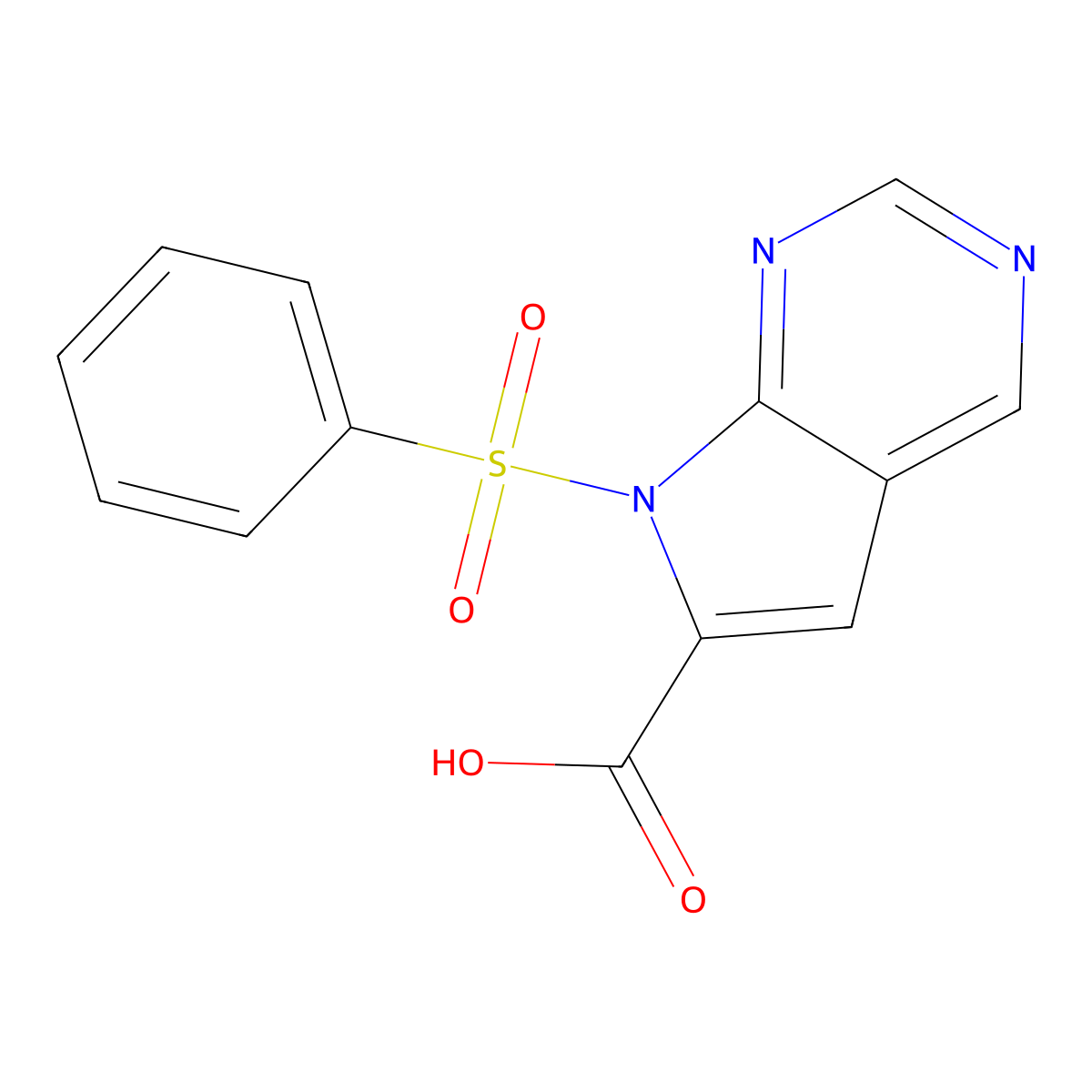 7-(Phenylsulfonyl)-7H-pyrrolo[2,3-d]pyrimidine-6-carboxylic acid molecular structure, CAS 1638761-58-6