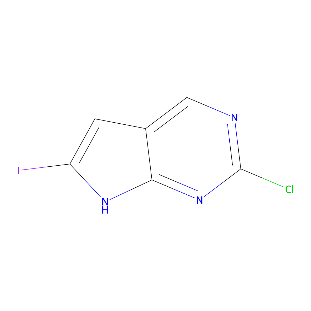 2-Chloro-6-iodo-7H-pyrrolo[2,3-d]pyrimidine molecular structure, CAS 1638763-24-2