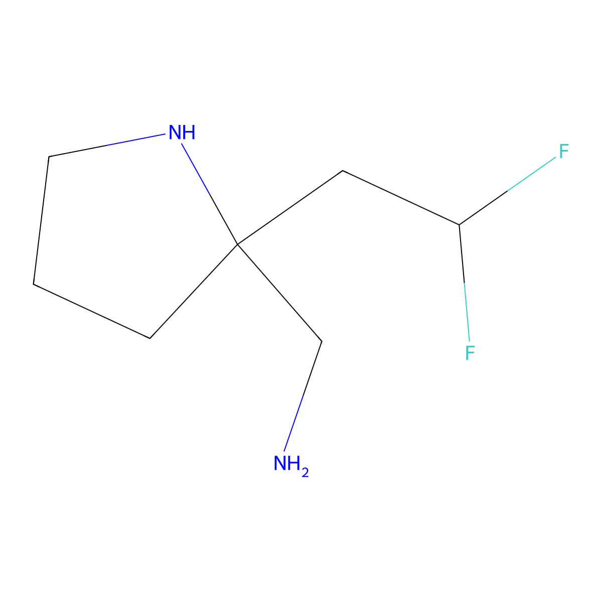 [2-(2,2-Difluoroethyl)pyrrolidin-2-yl]methanamine molecular structure, CAS 1638763-27-5