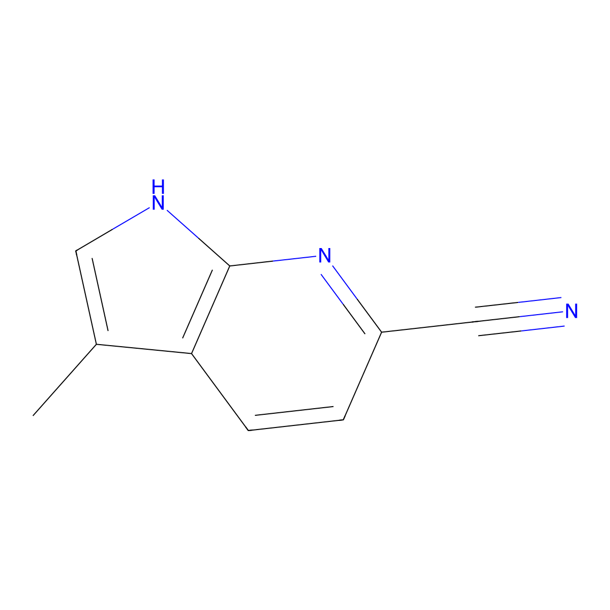 3-methyl-1H-pyrrolo[2,3-b]pyridine-6-carbonitrile molecular structure, CAS 1638763-28-6
