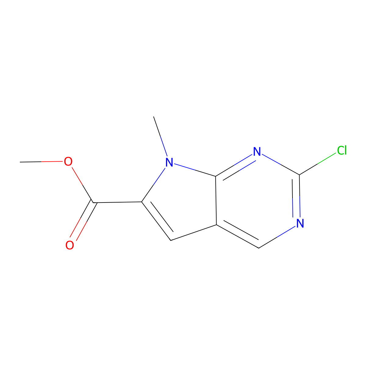 Methyl 2-chloro-7-methyl-7H-pyrrolo[2,3-d]pyrimidine-6-carboxylate molecular structure, CAS 1638763-30-0