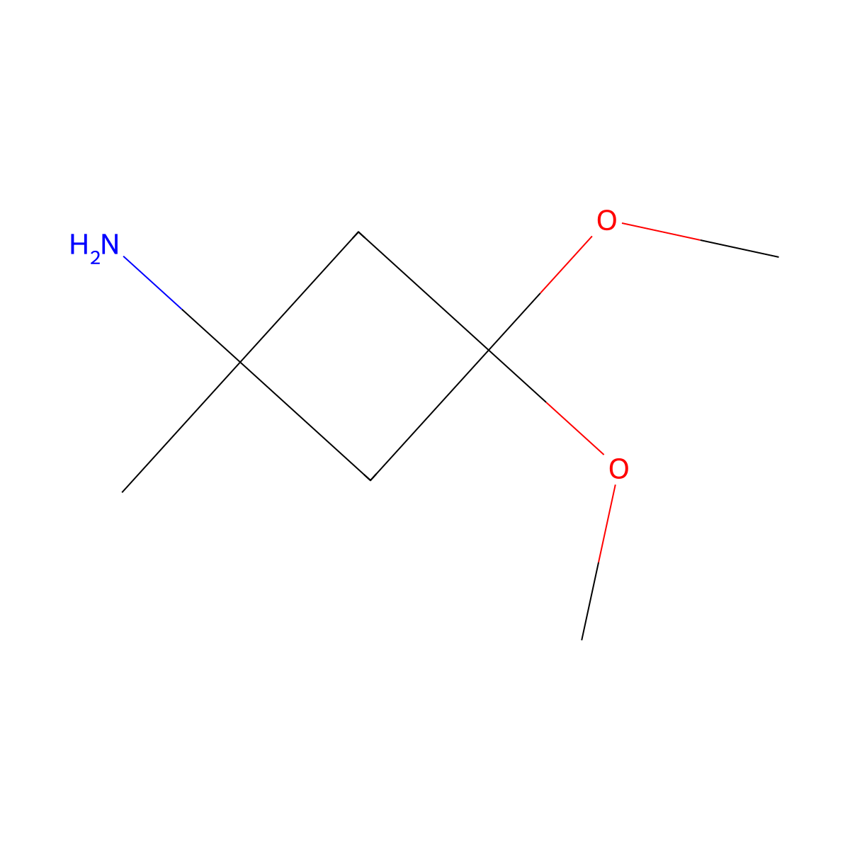 3,3-Dimethoxy-1-methylcyclobutan-1-amine molecular structure, CAS 1638763-32-2