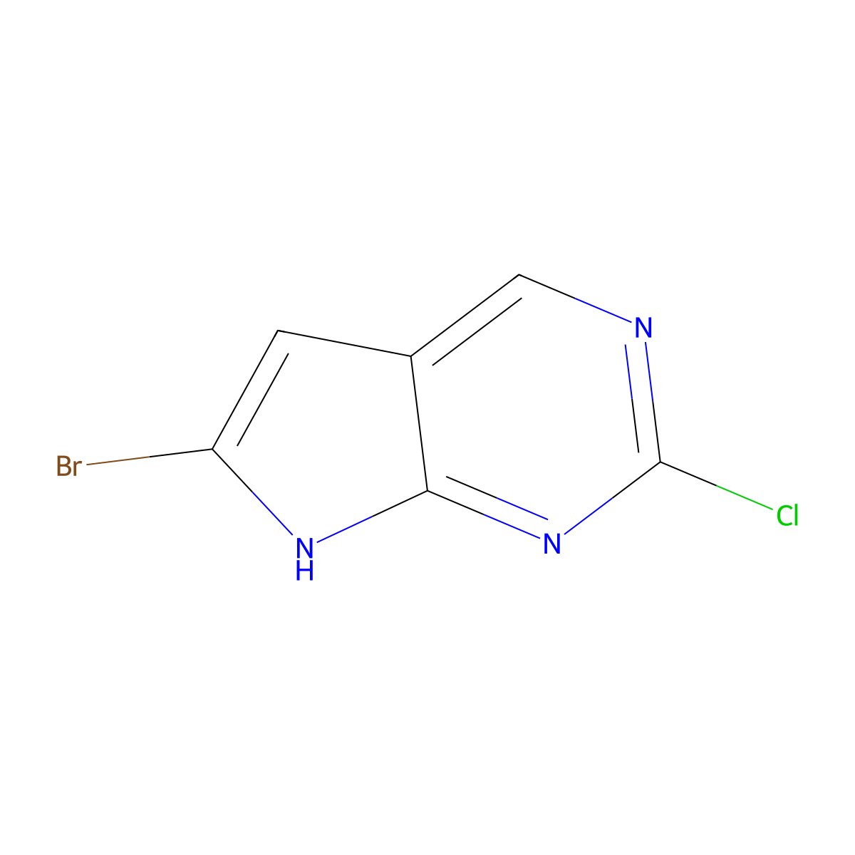6-Bromo-2-chloro-7H-pyrrolo[2,3-d]pyrimidine molecular structure, CAS 1638763-34-4
