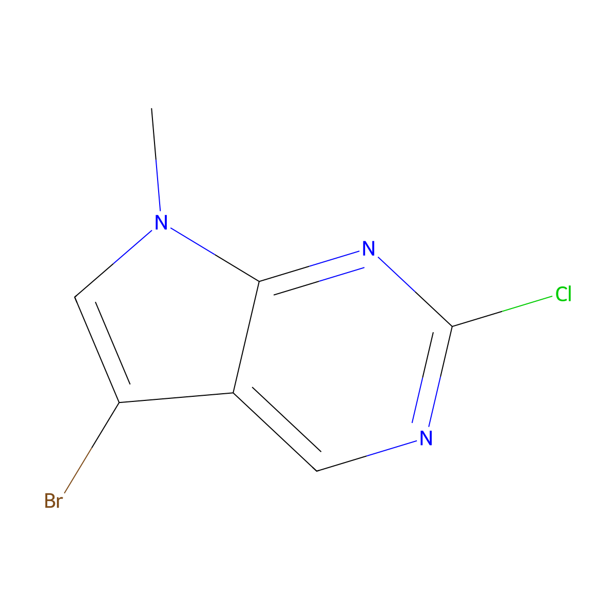 5-Bromo-2-chloro-7-methyl-7H-pyrrolo[2,3-d]pyrimidine molecular structure, CAS 1638763-37-7