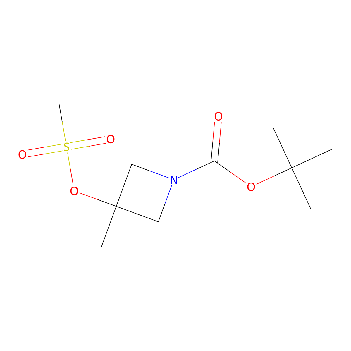 Tert-butyl 3-(methanesulfonyloxy)-3-methylazetidine-1-carboxylate molecular structure, CAS 1638763-39-9