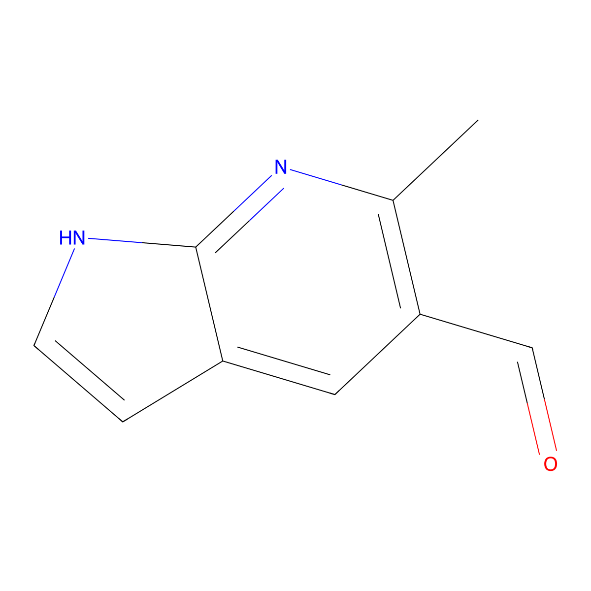 6-methyl-1H-pyrrolo[2,3-b]pyridine-5-carbaldehyde molecular structure, CAS 1638763-40-2
