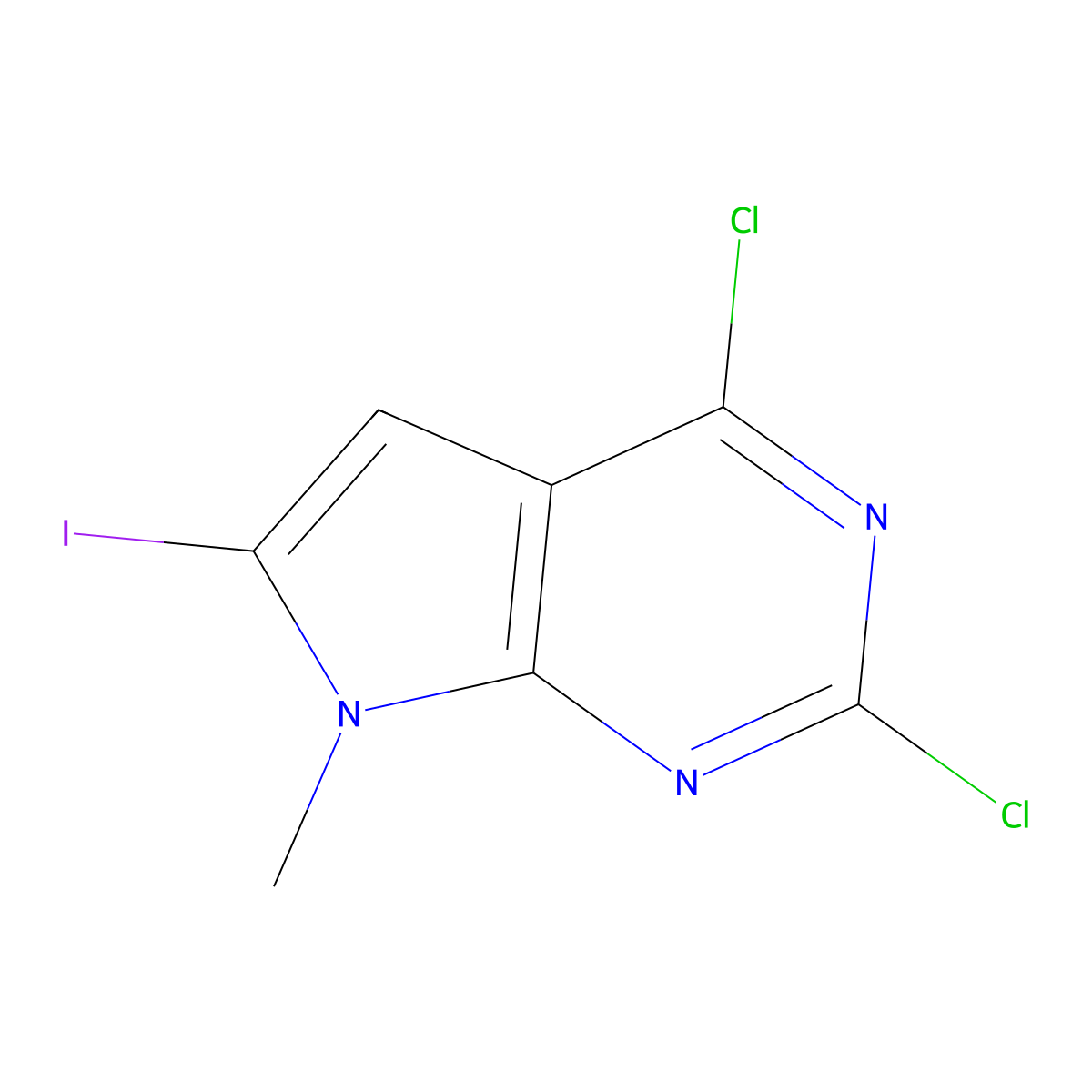 2,4-Dichloro-6-iodo-7-methyl-7H-pyrrolo[2,3-d]pyrimidine molecular structure, CAS 1638763-42-4