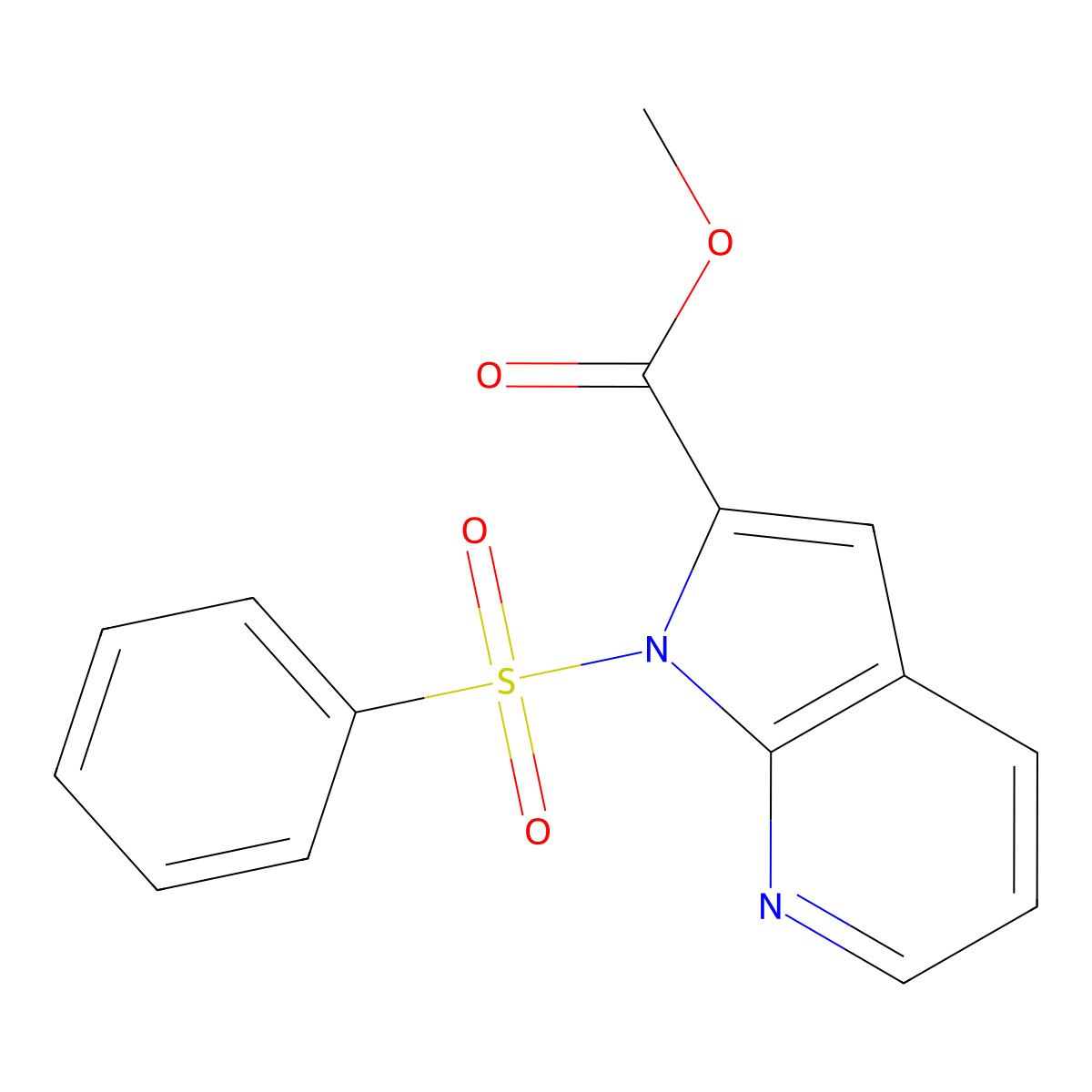 methyl 1-(benzenesulfonyl)-1H-pyrrolo[2,3-b]pyridine-2-carboxylate molecular structure, CAS 1638763-43-5
