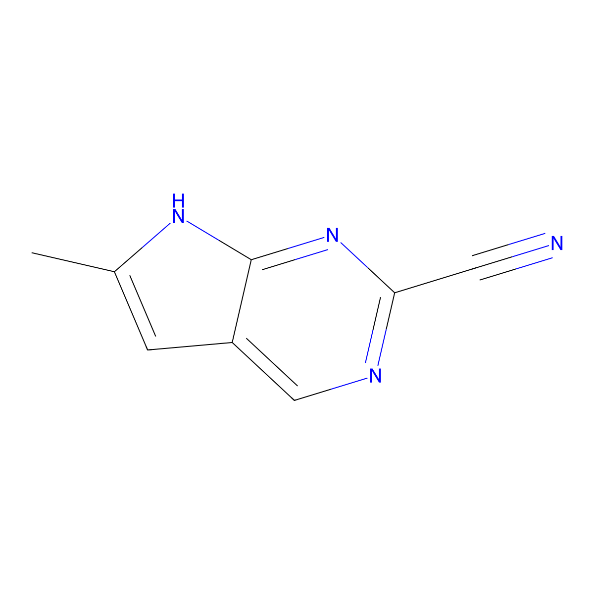6-Methyl-7H-pyrrolo[2,3-d]pyrimidine-2-carbonitrile molecular structure, CAS 1638763-44-6