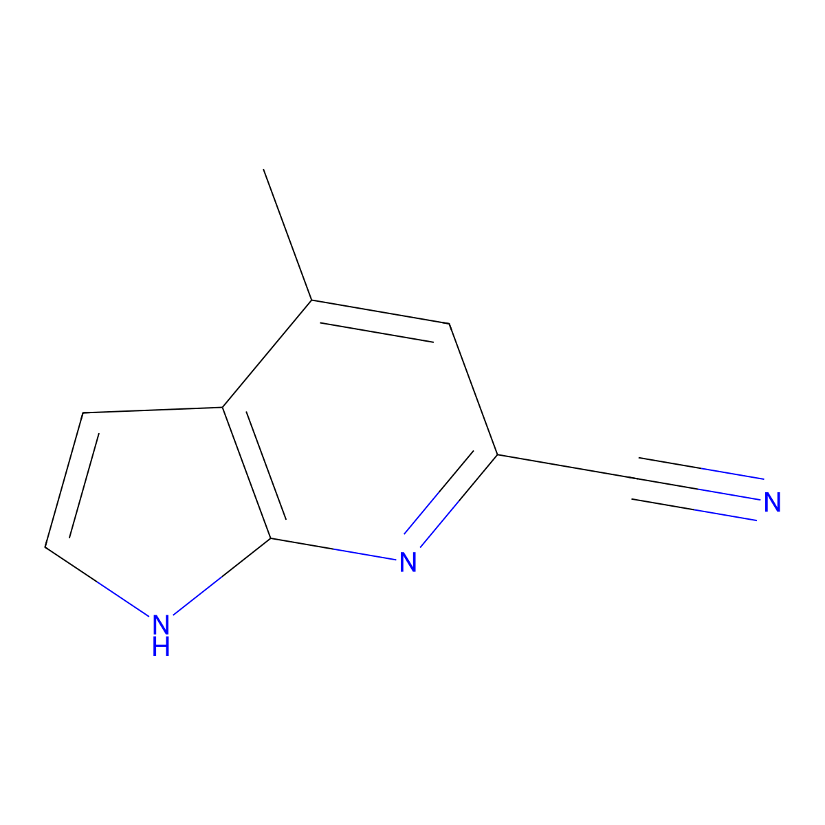4-methyl-1H-pyrrolo[2,3-b]pyridine-6-carbonitrile molecular structure, CAS 1638763-45-7