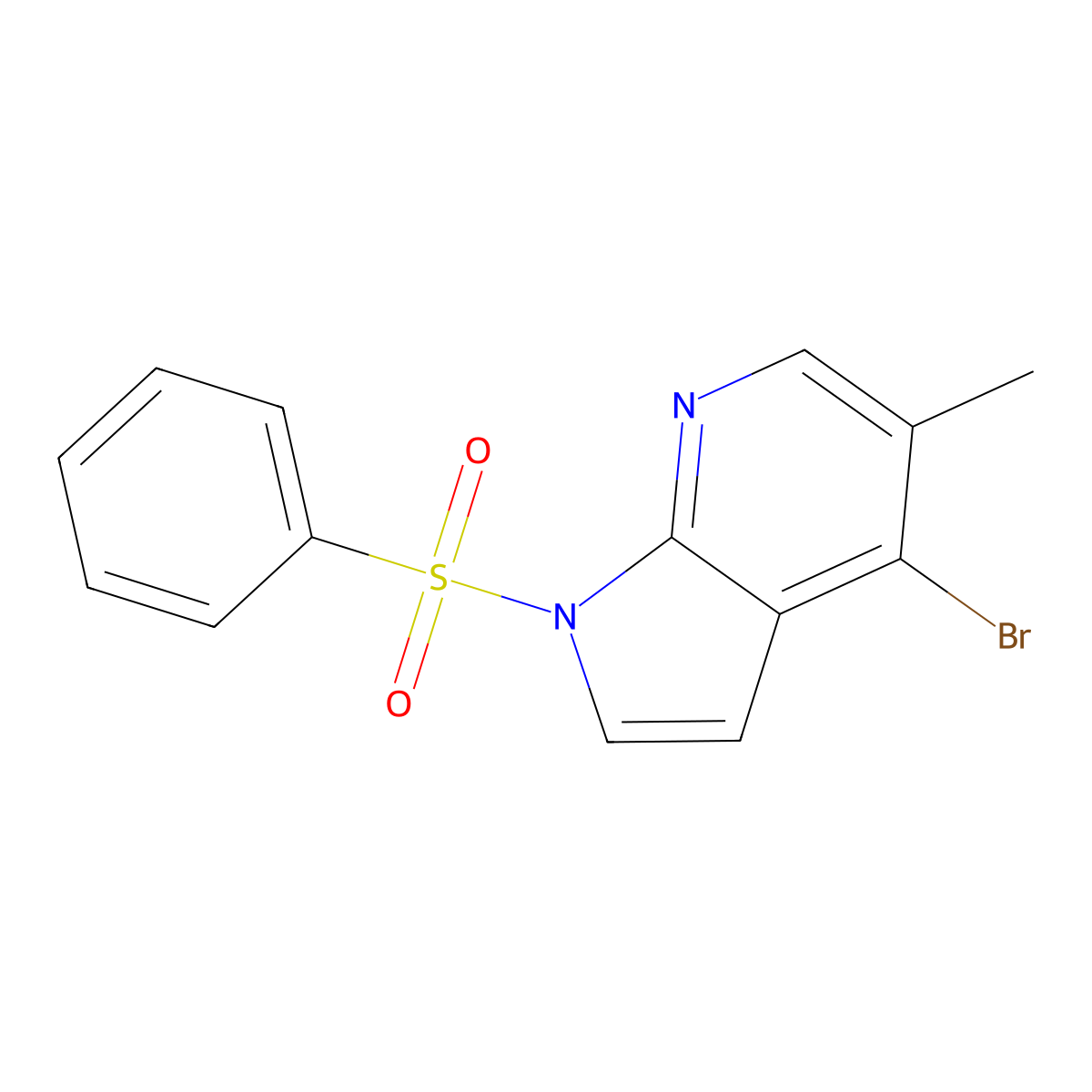 1-(benzenesulfonyl)-4-bromo-5-methyl-1H-pyrrolo[2,3-b]pyridine molecular structure, CAS 1638763-47-9
