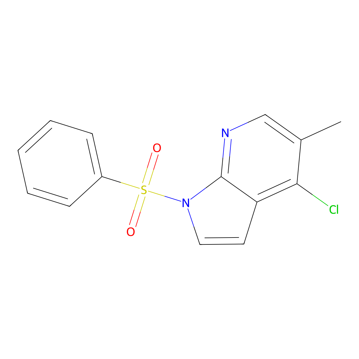 1-(benzenesulfonyl)-4-chloro-5-methyl-1H-pyrrolo[2,3-b]pyridine molecular structure, CAS 1638763-48-0