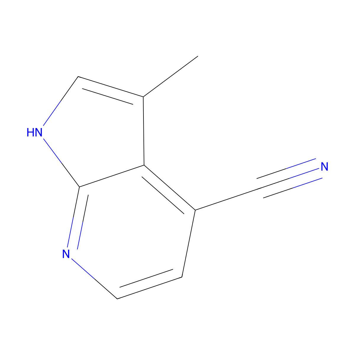 3-methyl-1H-pyrrolo[2,3-b]pyridine-4-carbonitrile molecular structure, CAS 1638763-50-4