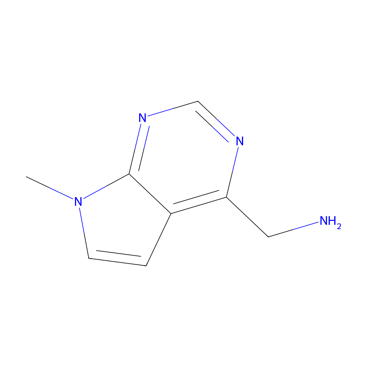 {7-methyl-7H-pyrrolo[2,3-d]pyrimidin-4-yl}methanamine molecular structure, CAS 1638763-55-9
