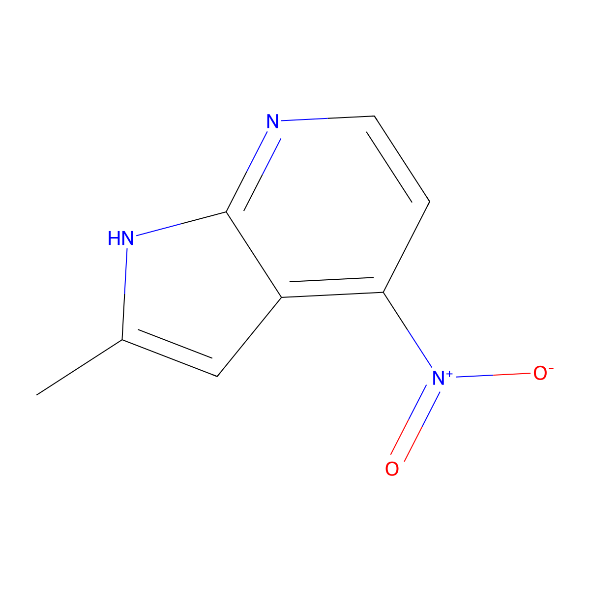 2-methyl-4-nitro-1H-pyrrolo[2,3-b]pyridine molecular structure, CAS 1638763-57-1