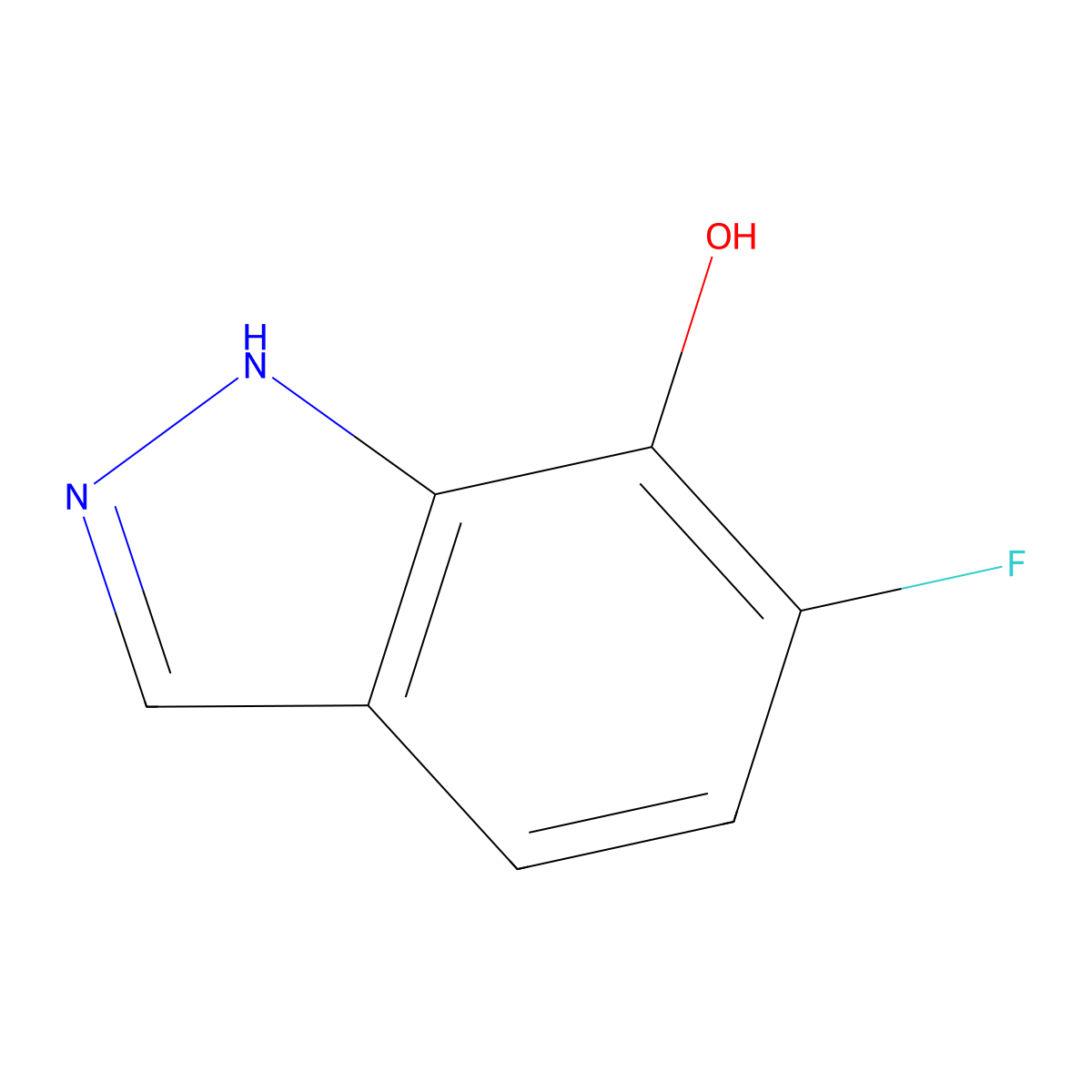 6-fluoro-1H-indazol-7-ol molecular structure, CAS 1638763-66-2