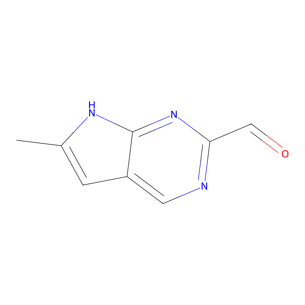 6-Methyl-7H-pyrrolo[2,3-d]pyrimidine-2-carbaldehyde molecular structure, CAS 1638763-67-3