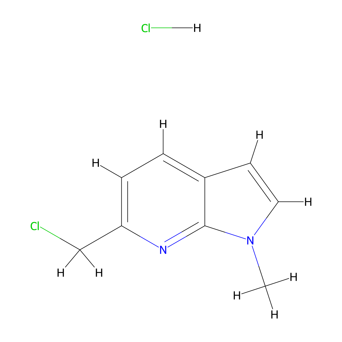 6-(chloromethyl)-1-methyl-1H-pyrrolo[2,3-b]pyridine hydrochloride molecular structure, CAS 1638763-69-5