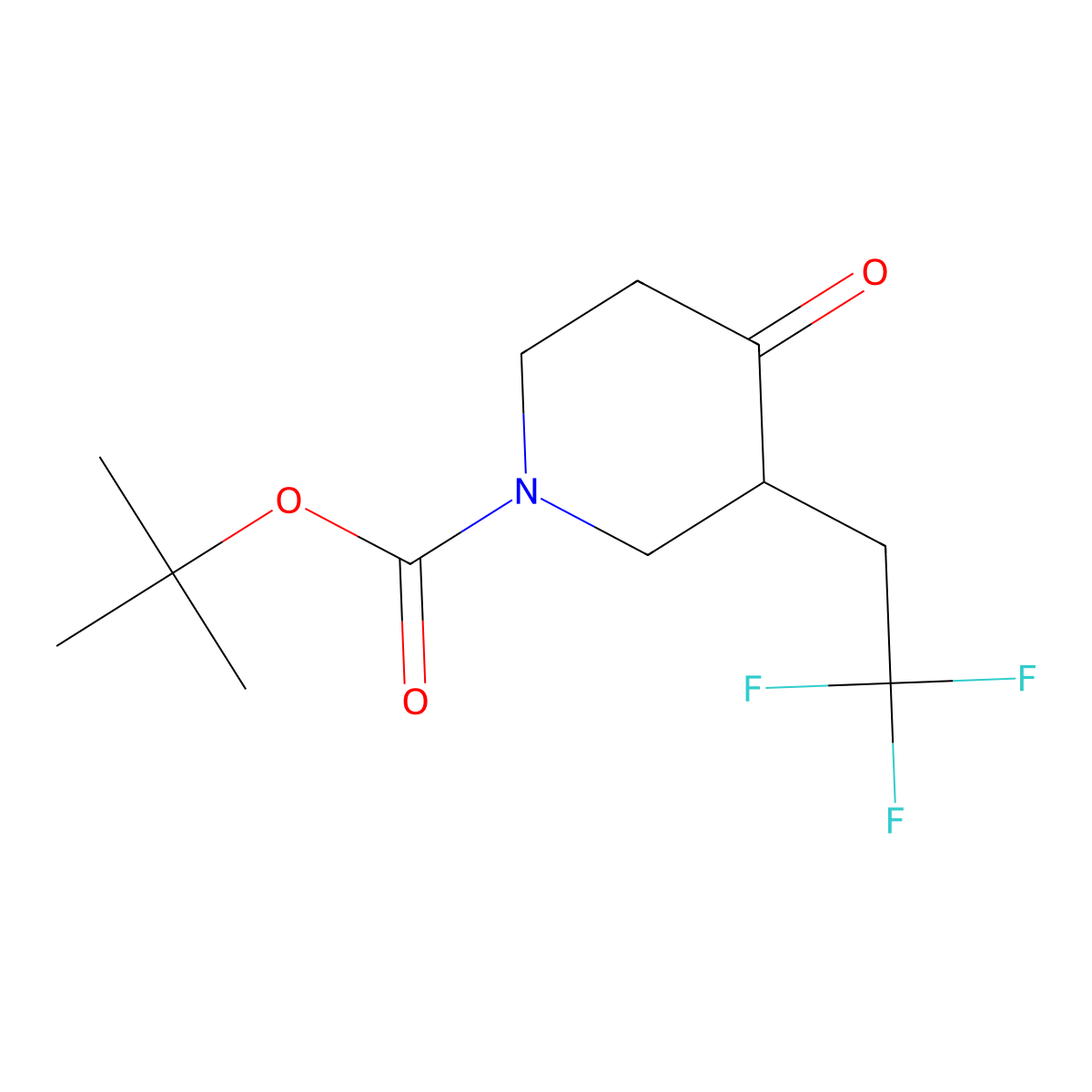 tert-Butyl 4-oxo-3-(2,2,2-trifluoroethyl)-piperidine-1-carboxylate molecular structure, CAS 1638763-75-3