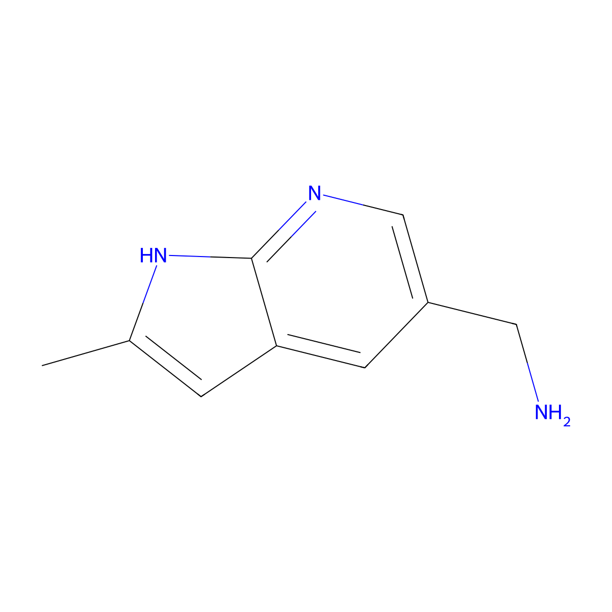 {2-methyl-1H-pyrrolo[2,3-b]pyridin-5-yl}methanamine molecular structure, CAS 1638763-76-4