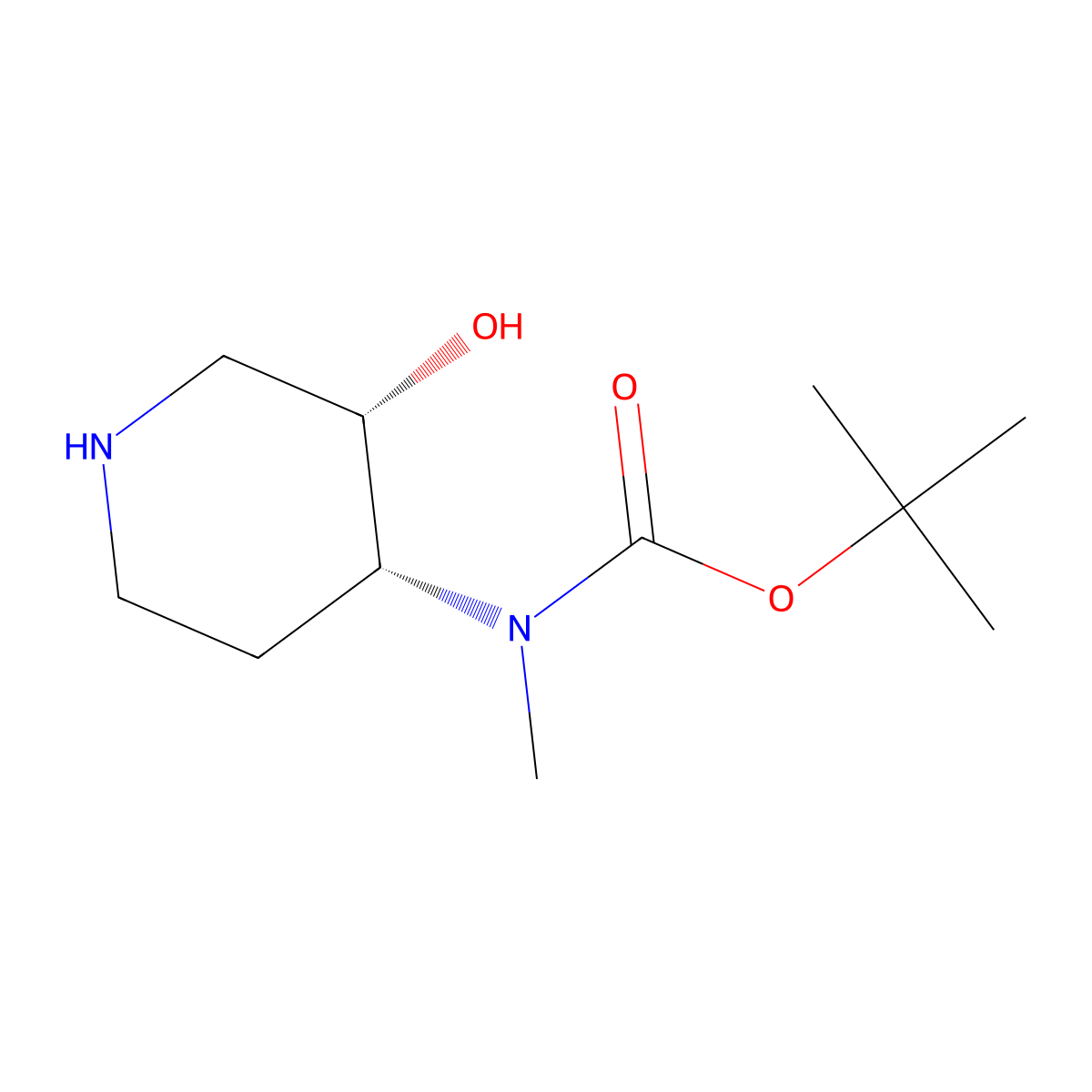 tert-Butyl N-[cis-3-hydroxy-4-piperidyl]-n-methyl-carbamate molecular structure, CAS 1638763-78-6