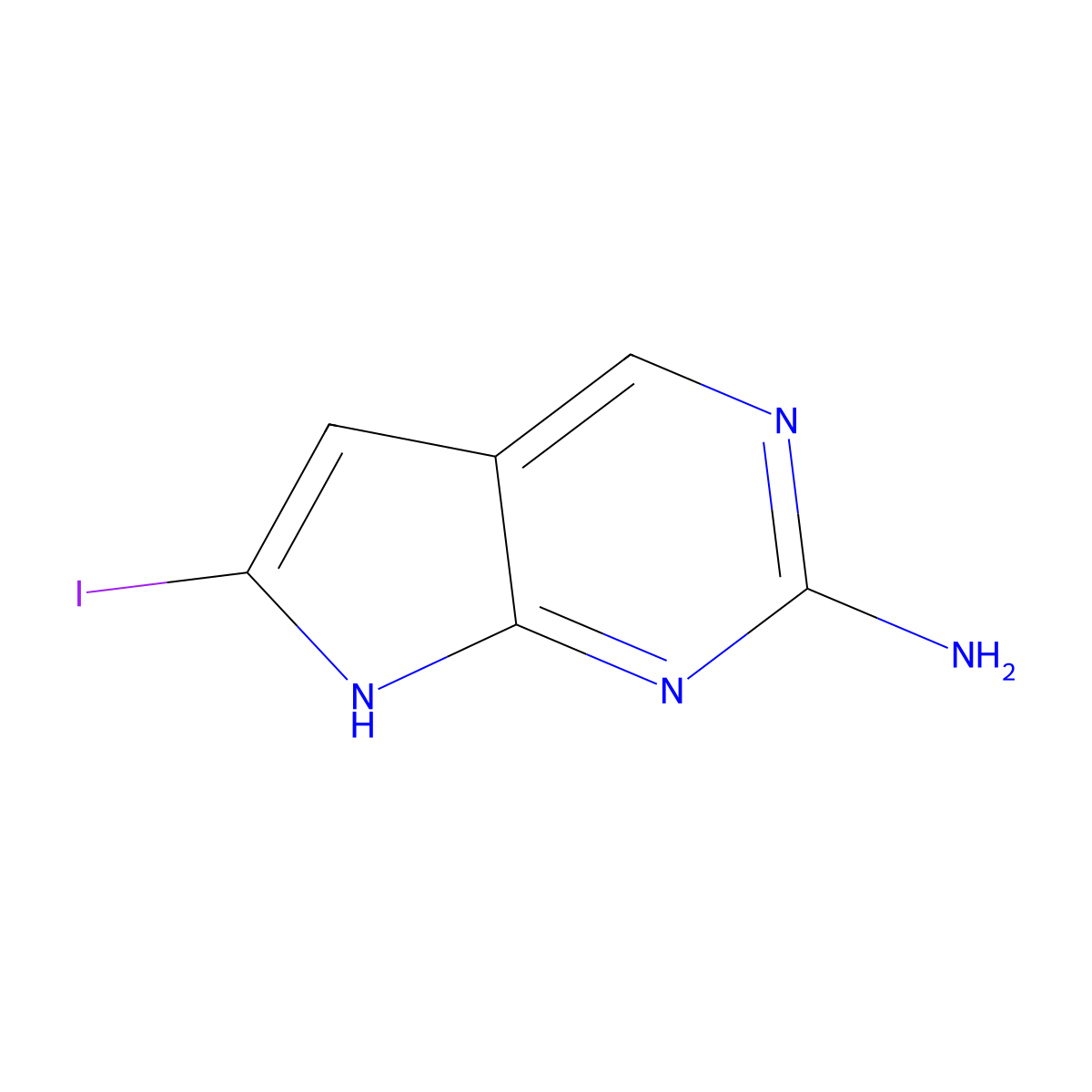 6-Iodo-7H-pyrrolo[2,3-d]pyrimidin-2-amine molecular structure, CAS 1638763-80-0