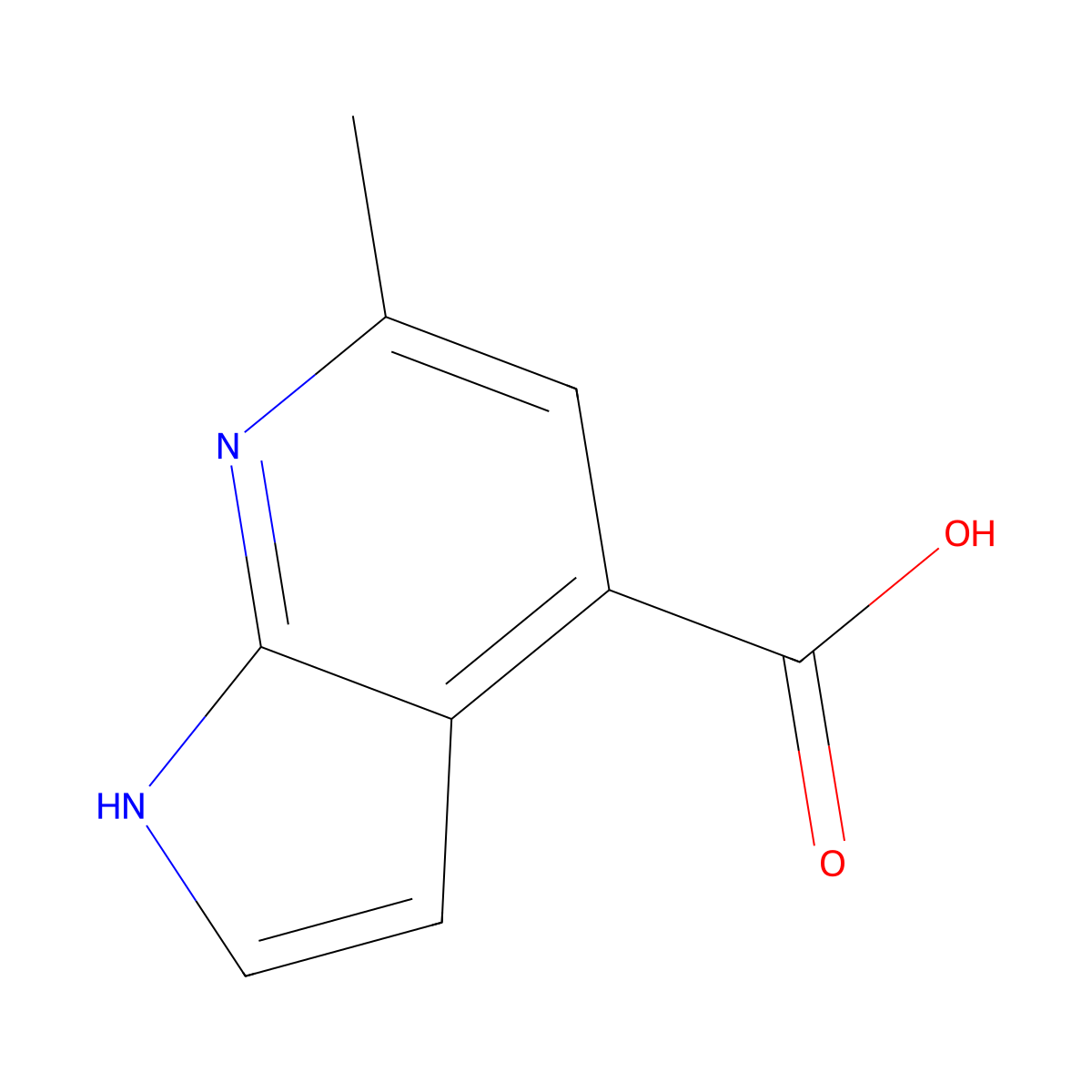 6-methyl-1H-pyrrolo[2,3-b]pyridine-4-carboxylic acid molecular structure, CAS 1638763-82-2