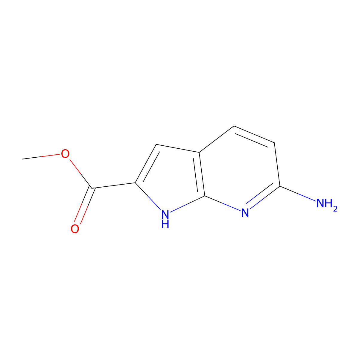 methyl 6-amino-1H-pyrrolo[2,3-b]pyridine-2-carboxylate molecular structure, CAS 1638763-89-9